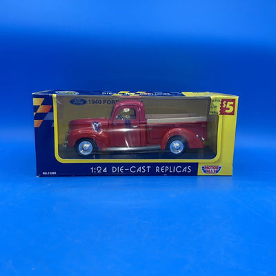 1940 Ford Pickup Truck - Red 1:24 Scale Diecast Model Truck- Motormax