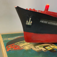 1966 Hess Voyager ship with The Box and display case. Original packing paper included.