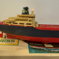 1966 Hess Voyager ship with The Box and display case. Original packing paper included.