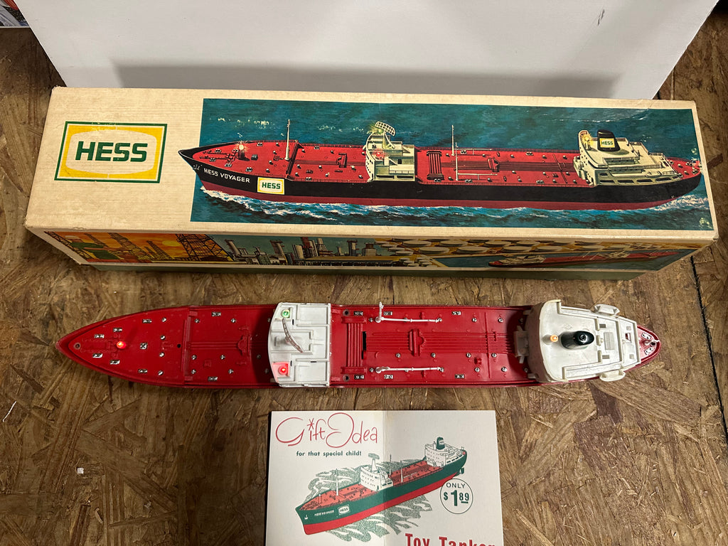 1966 Hess Voyager ship with Box & greeting card & Lights Work! - Aj Collectibles & More