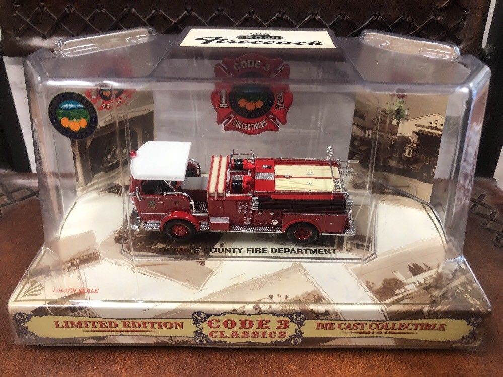 Code 3 Classics 1/64 Scale Model Crown Firecoach Engine 9 Orange County Fire - Aj Collectibles & More