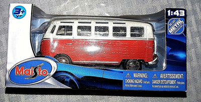 Maisto Volkswagon VW Van SAMBA Bus Diecast Metal 1:43 Scale #21198 - Aj Collectibles & More