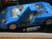 Burago 1:18 Scale Bugatti EB110 1991 Blue Diecast Model Car - Boxed