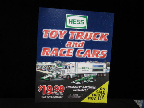 2003 Hess Toy Truck & Race Cars Advertising Display Store Window Sign 18" x 14" - Aj Collectibles & More
