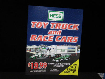 2003 Hess Toy Truck & Race Cars Advertising Display Store Window Sign 18