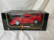 Burago 1987 Ferrari F40- Red - Diecast - 1:18 Scale Model Car 3032.