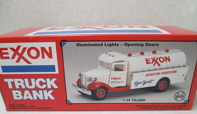 Marx Toys 1993 Exxon Aviation Gasoline Truck Bank 1 of 10,000 - Aj Collectibles & More