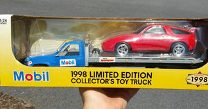 Mobil - 1998 Limited Edition 1:24 Scale Die-Cast Collector's Flatbed Truck with Race Car - Aj Collectibles & More
