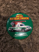 1994 Hess Rescue Truck w/ Sirens & Lights 3" Pin Back Button - Aj Collectibles & More