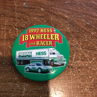 1992 Hess 18 Wheeler And Racer Back Button - Aj Collectibles & More