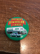 1992 Hess 18 Wheeler And Racer Back Button - Aj Collectibles & More
